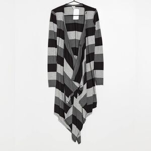 3/$20 Anthropologie Sunday Striped Gray Lightweight Long Open Cardigan (Med)